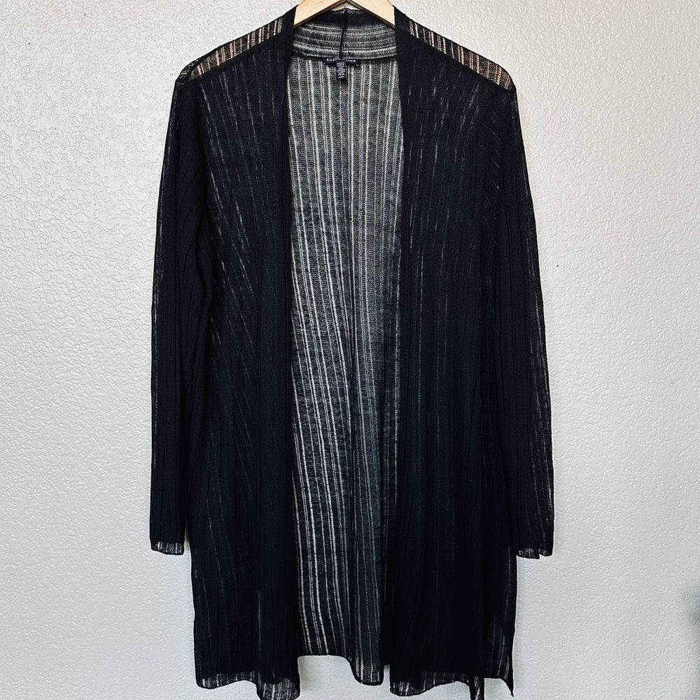 Eileen Fisher Black Linen Mesh Long Swim Cover-Up M